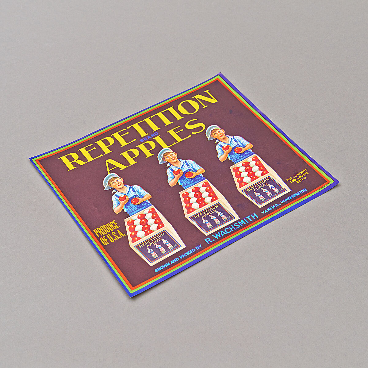 Mid-Century Repetition Apples Original Label 