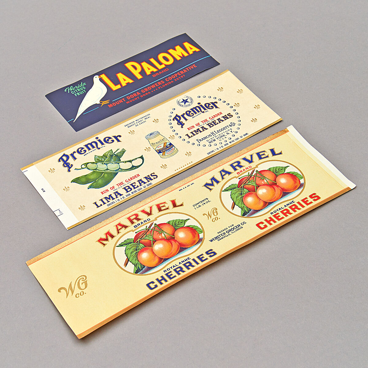 Mid-Century Etiketten-Set "Taubenschmaus"